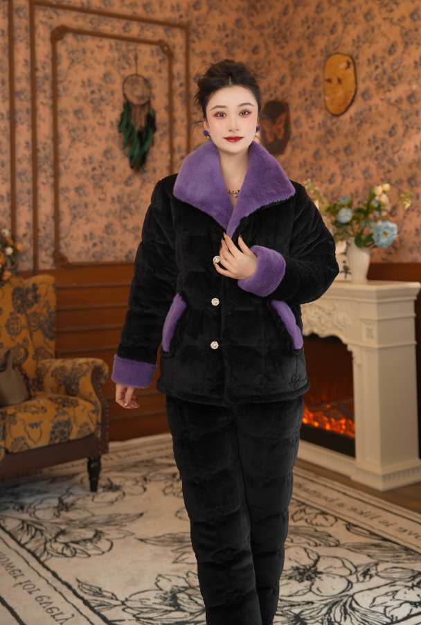 【九紫离火●短款】【亭子】女士家居服长袖睡衣女冬款套装加绒保暖