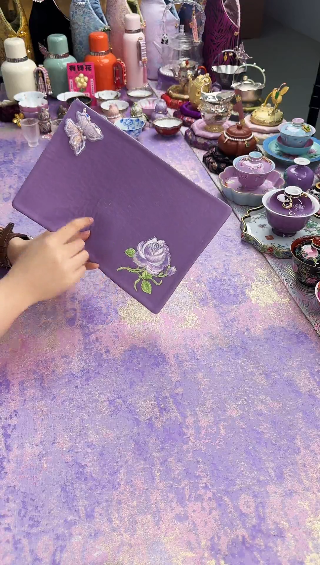93 紫色琉璃丝麻茶席