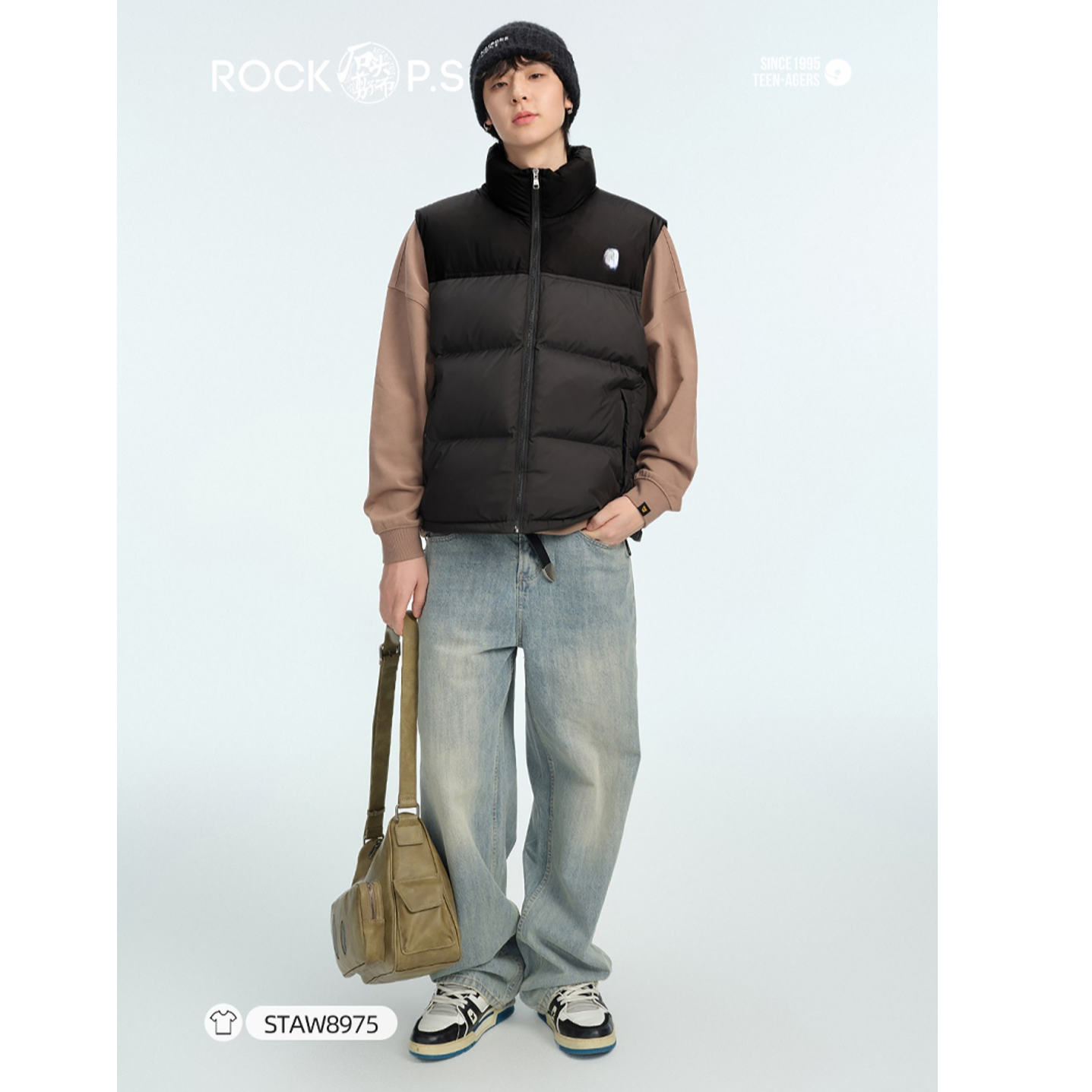 【8975-米色】青少年冬款立领棉马甲