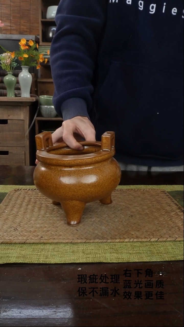 陶瓷双耳香炉秋色-15