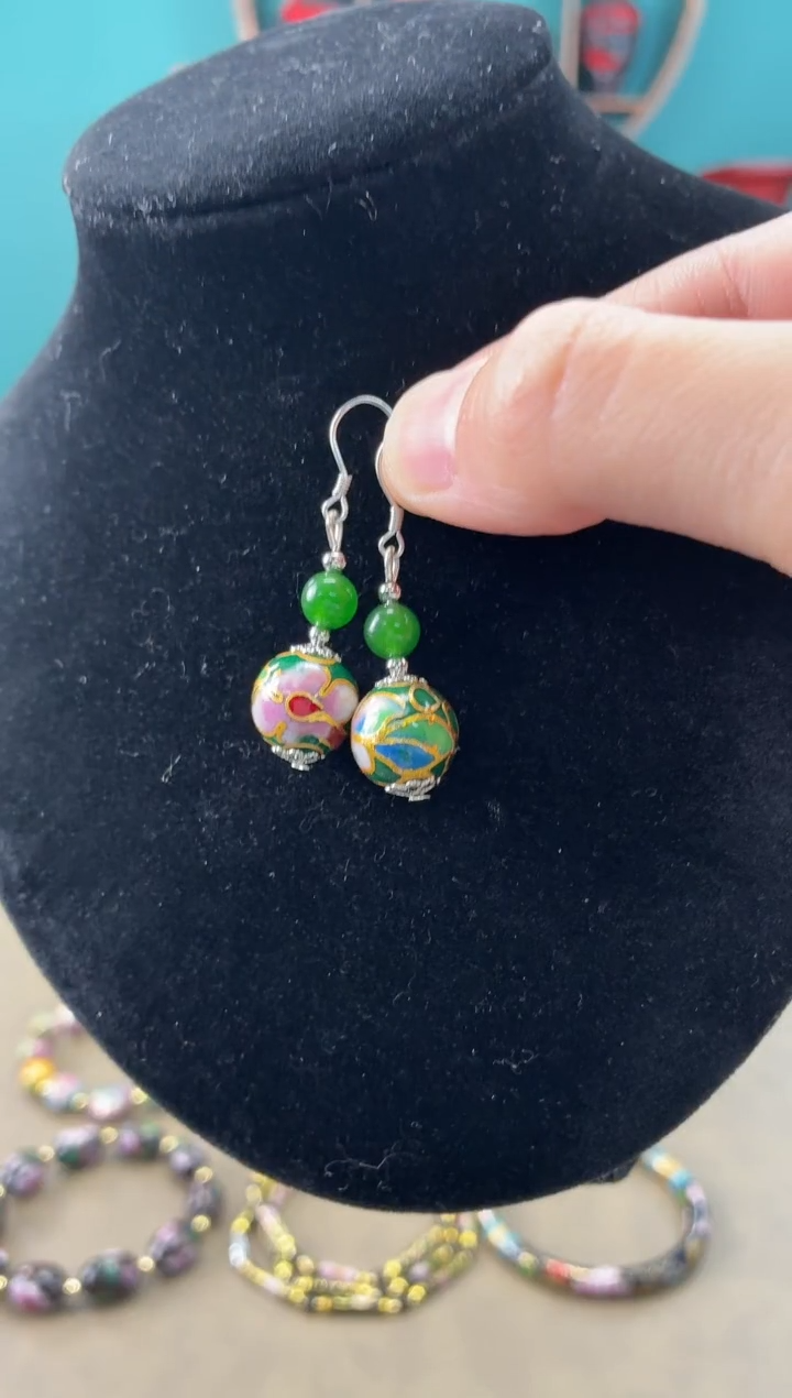 非遗 景泰蓝耳饰 1.2绿色