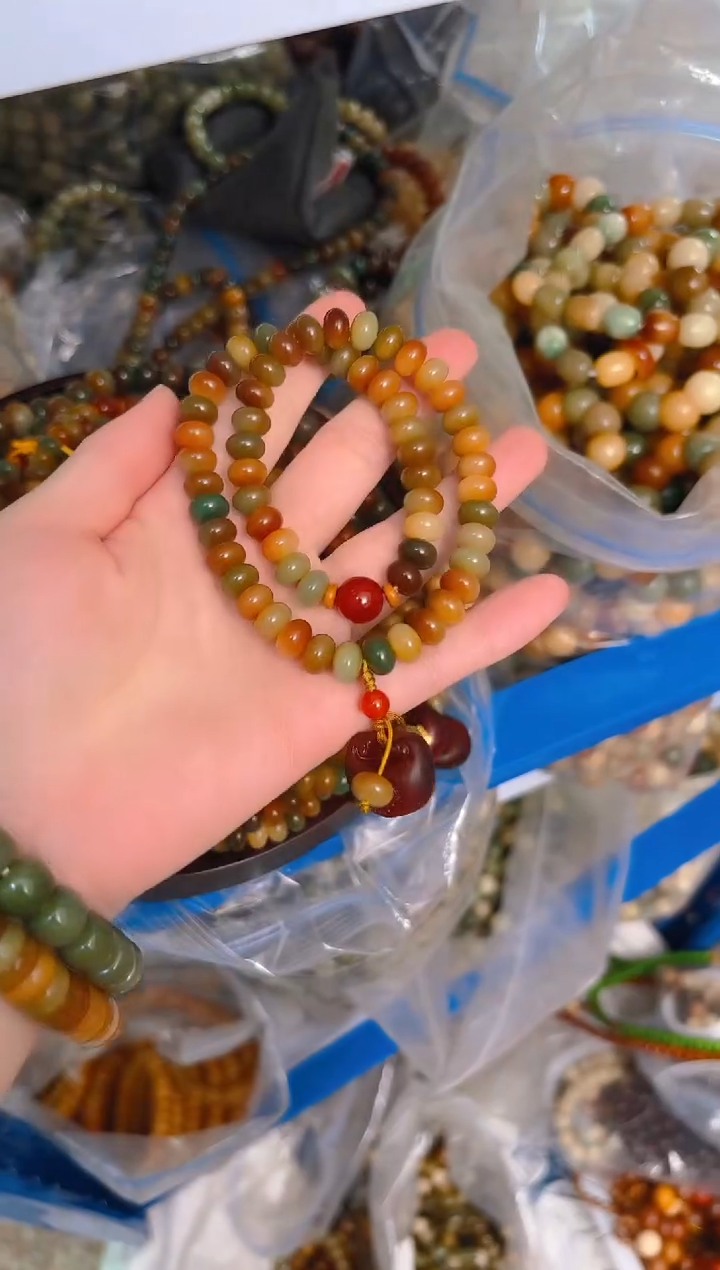 菩提根/象牙果吊坠敦煌浓郁算盘6乘8双圈手串手持