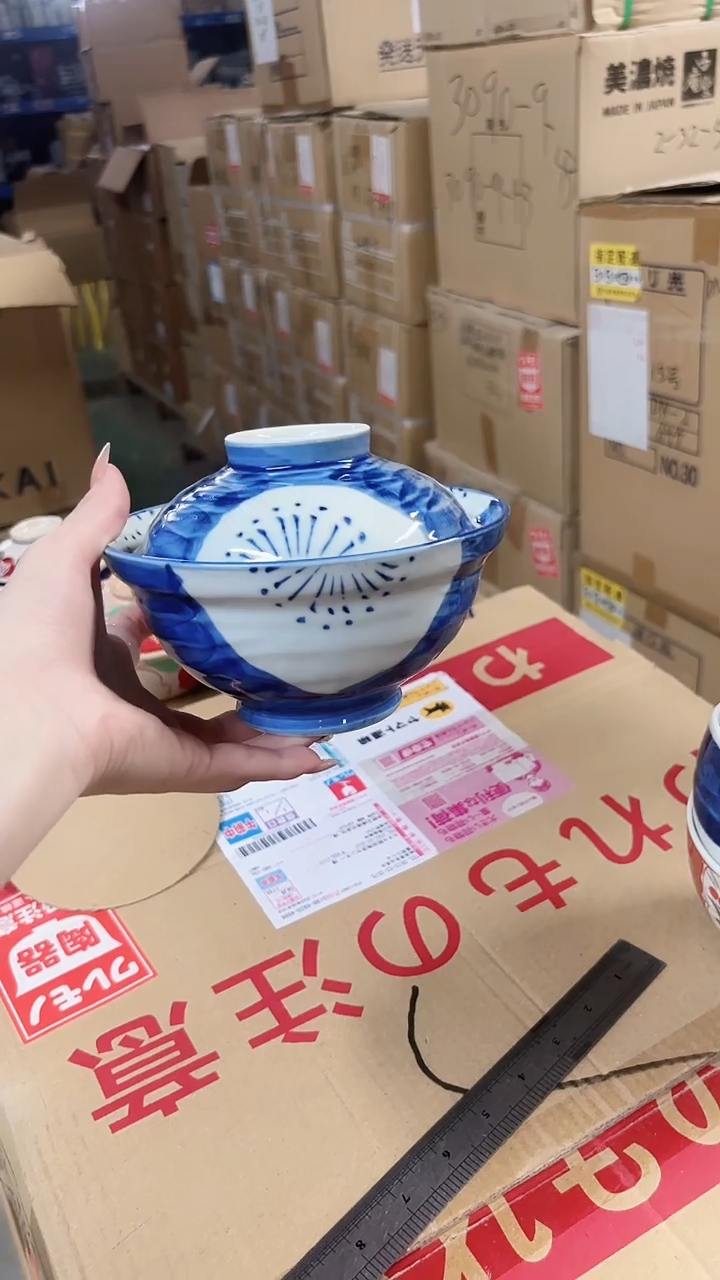 陶瓷【单支】日本进口有田烧手绘泼水梅盖碗