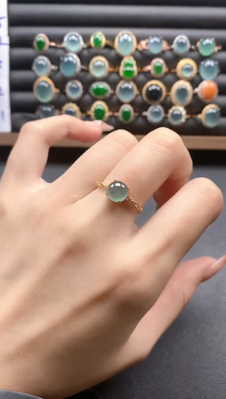 银S925镶嵌戒指翡翠15511