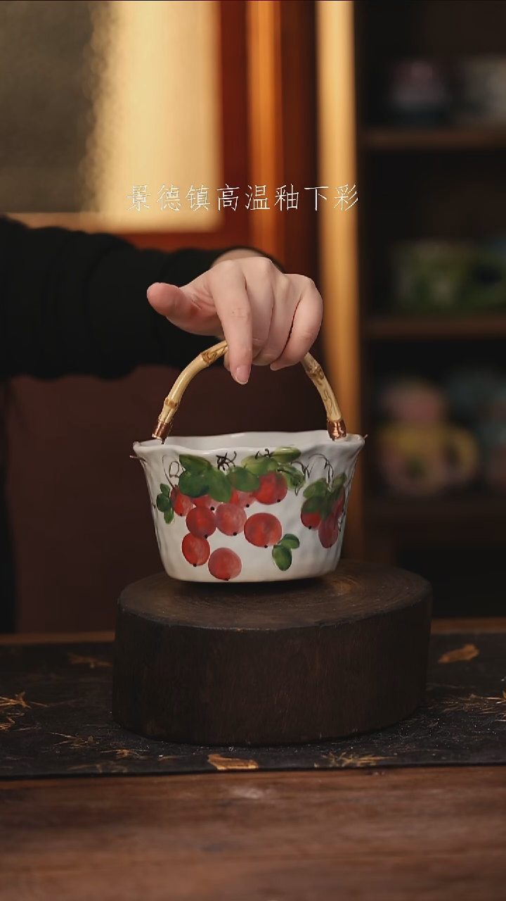 陶瓷景德镇高温釉下手绘陶瓷@L464@