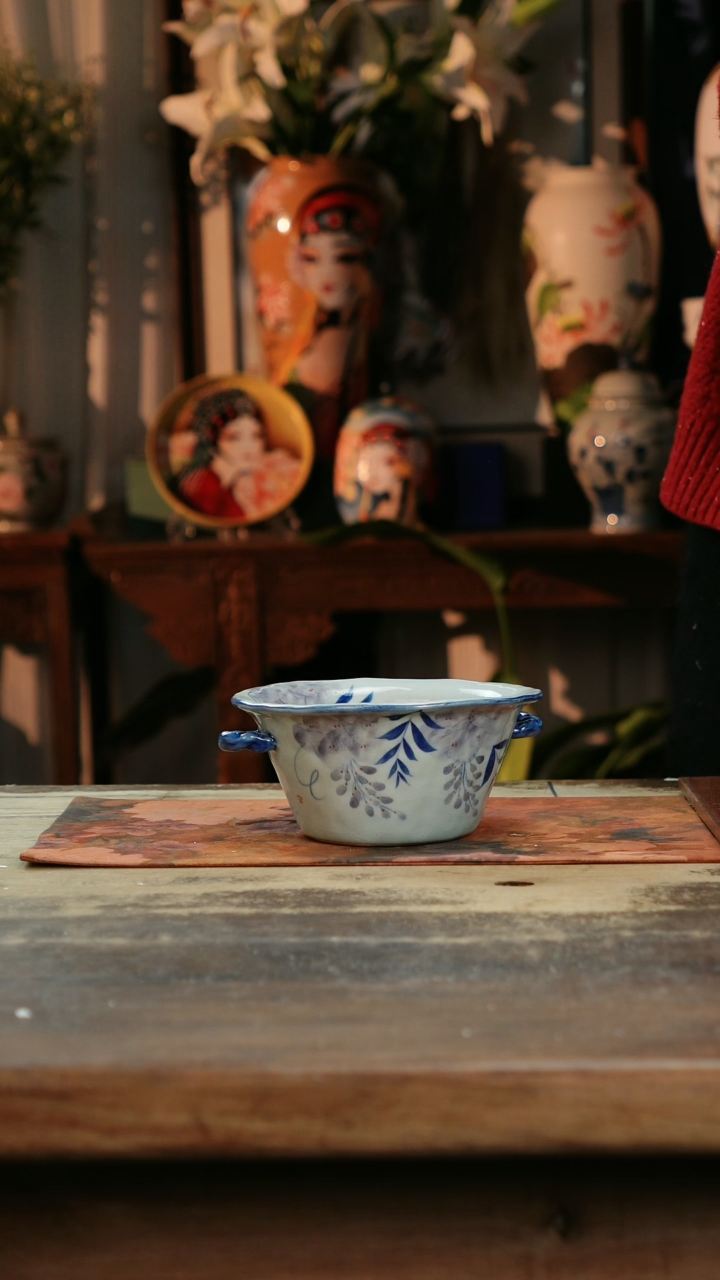 【闪购商品】瓷片景德镇纯手工釉下彩精品花瓶