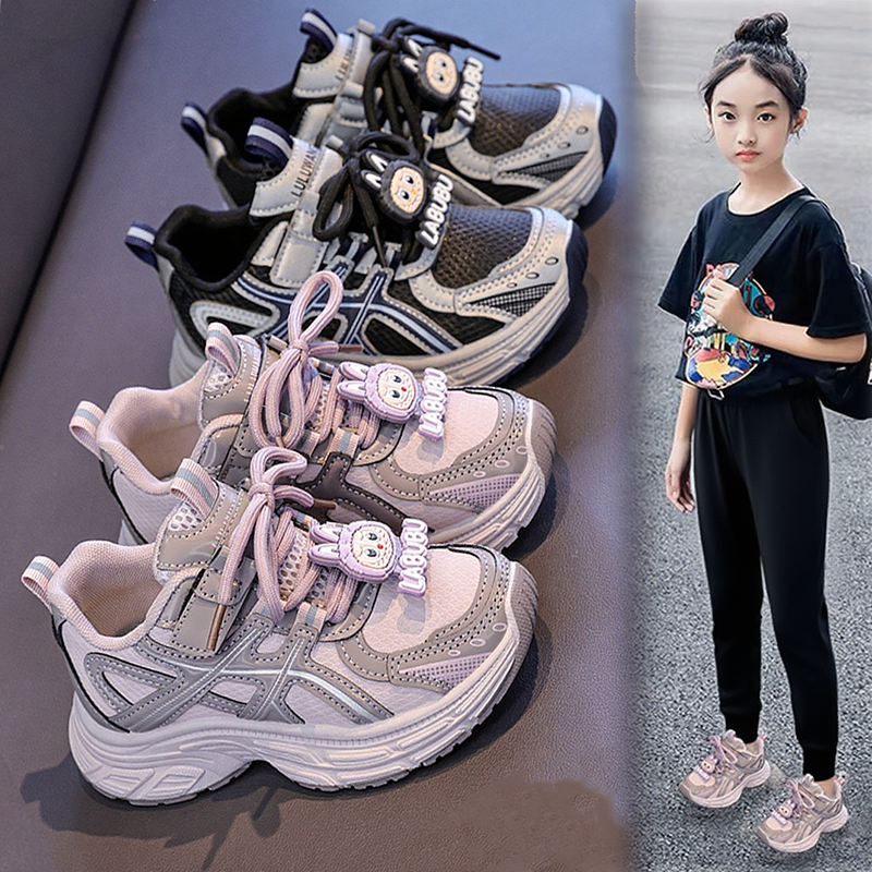 皮面男女童老爹鞋子2025新款秋冬小女孩轻便休闲运动鞋3-12岁爆款