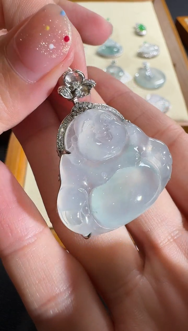 【闪购商品】翡翠吊坠(不含链)18K金镶嵌【源头工厂】钻石镶嵌