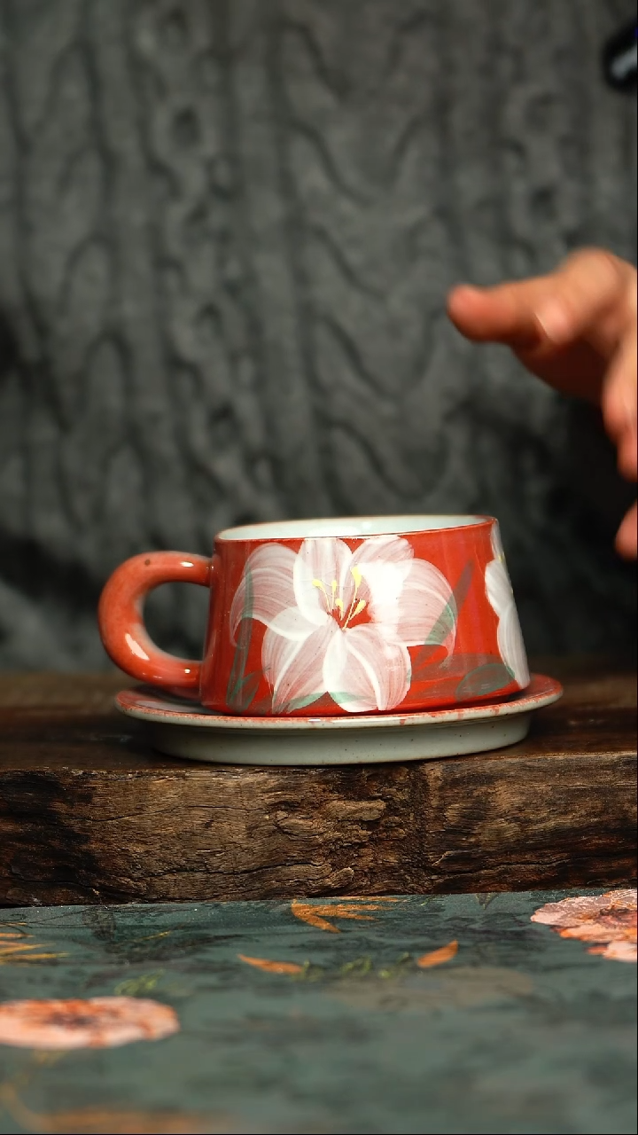 【闪购商品】杯釉下彩手工手绘同款陶器