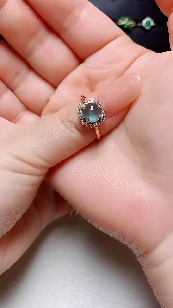 翡翠戒指银S925镶嵌天然翡翠s925银镶嵌
