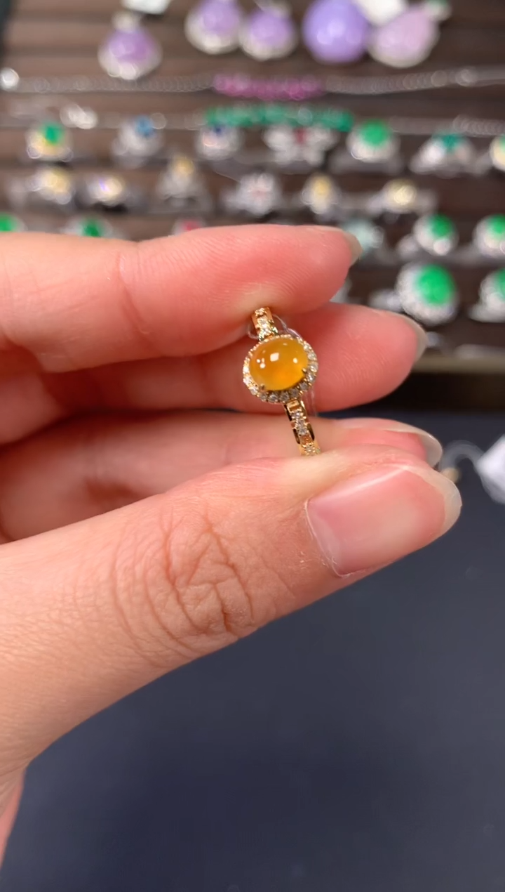 【闪购商品】翡翠戒指18K金镶嵌A665|2980