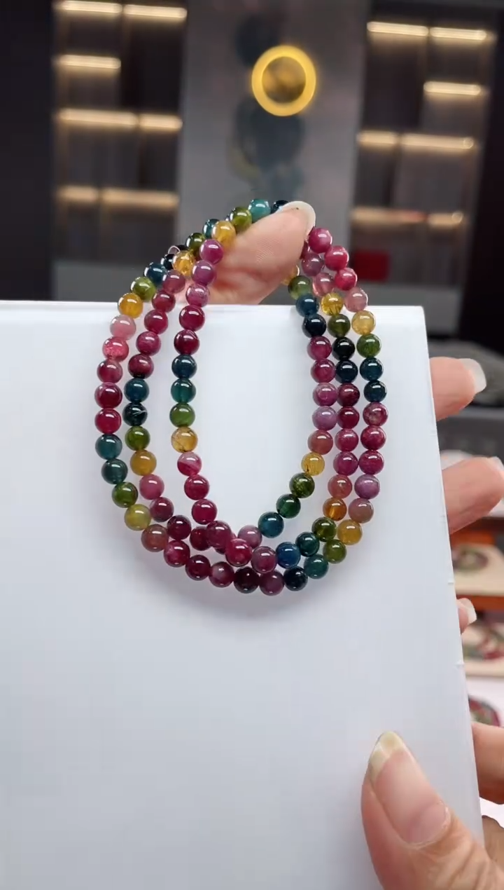 未镶嵌老矿碧玺三圈手串5mm+碧玺（多样性发一条）Q