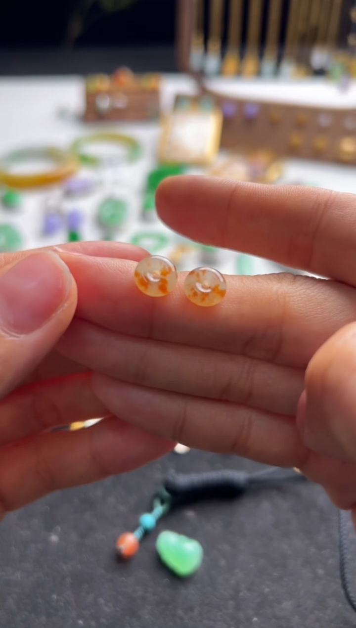 【闪购商品】翡翠裸石桂花平安扣一对2500+250-lh