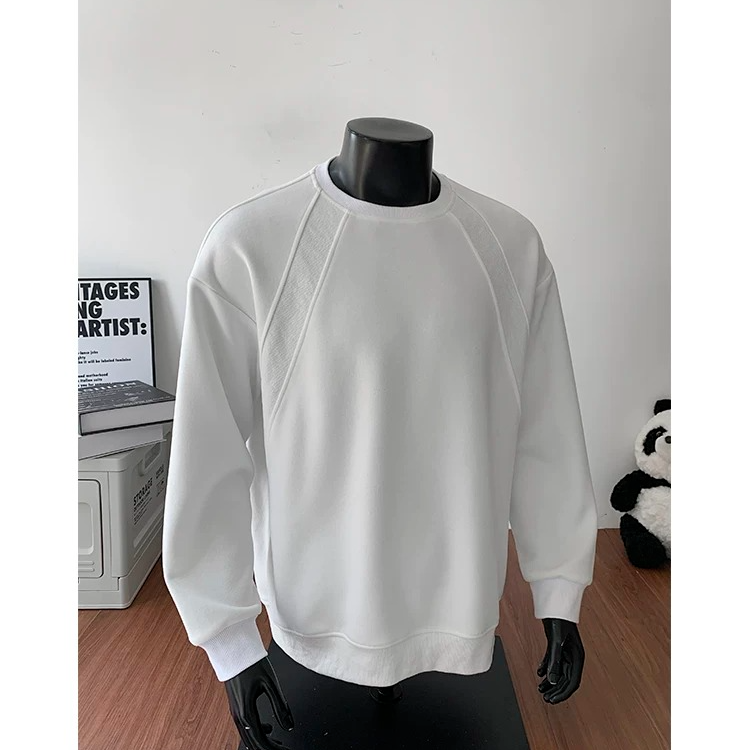 套头款潮流圆领宽松卫衣长袖韩版纯色加绒