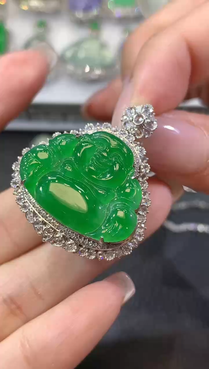 【闪购商品】翡翠18K金镶嵌吊坠(不含链)C173 