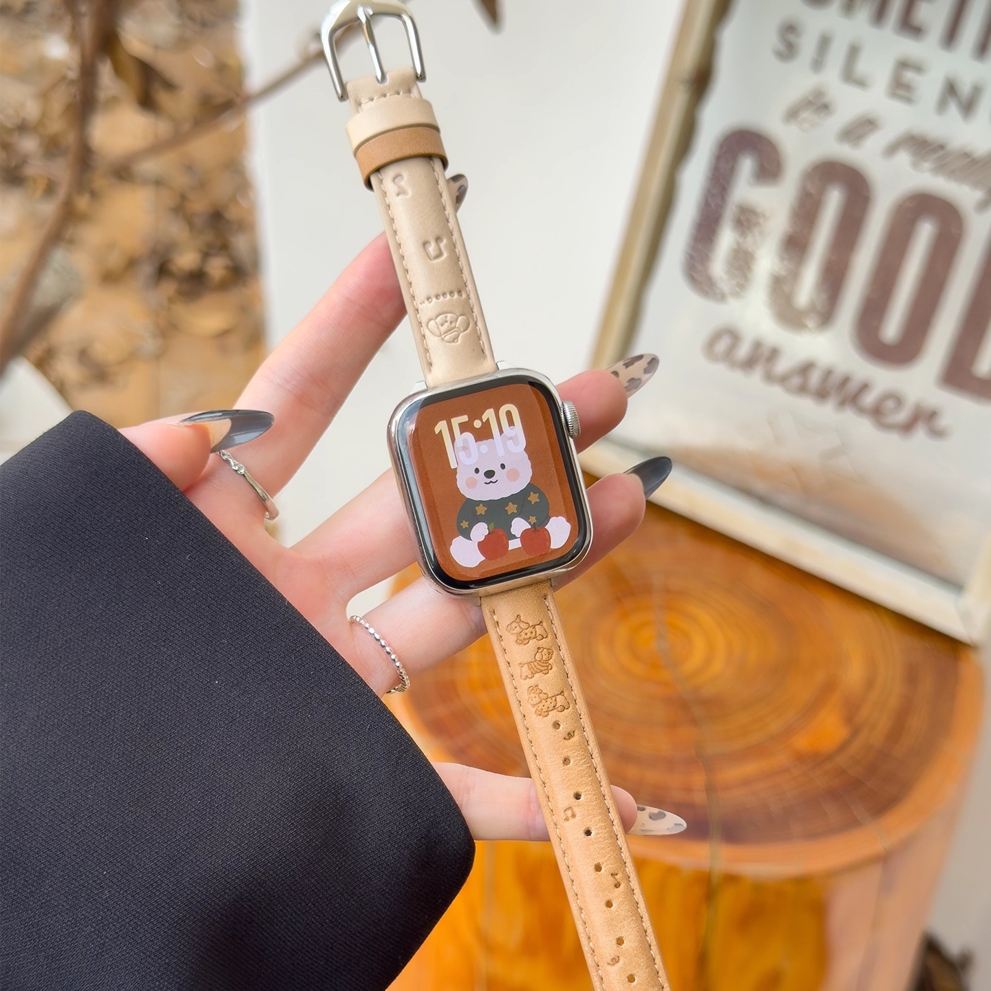 适用iWatchApplewatch可爱腕带真皮拼色柔软s11手表苹果手表表带