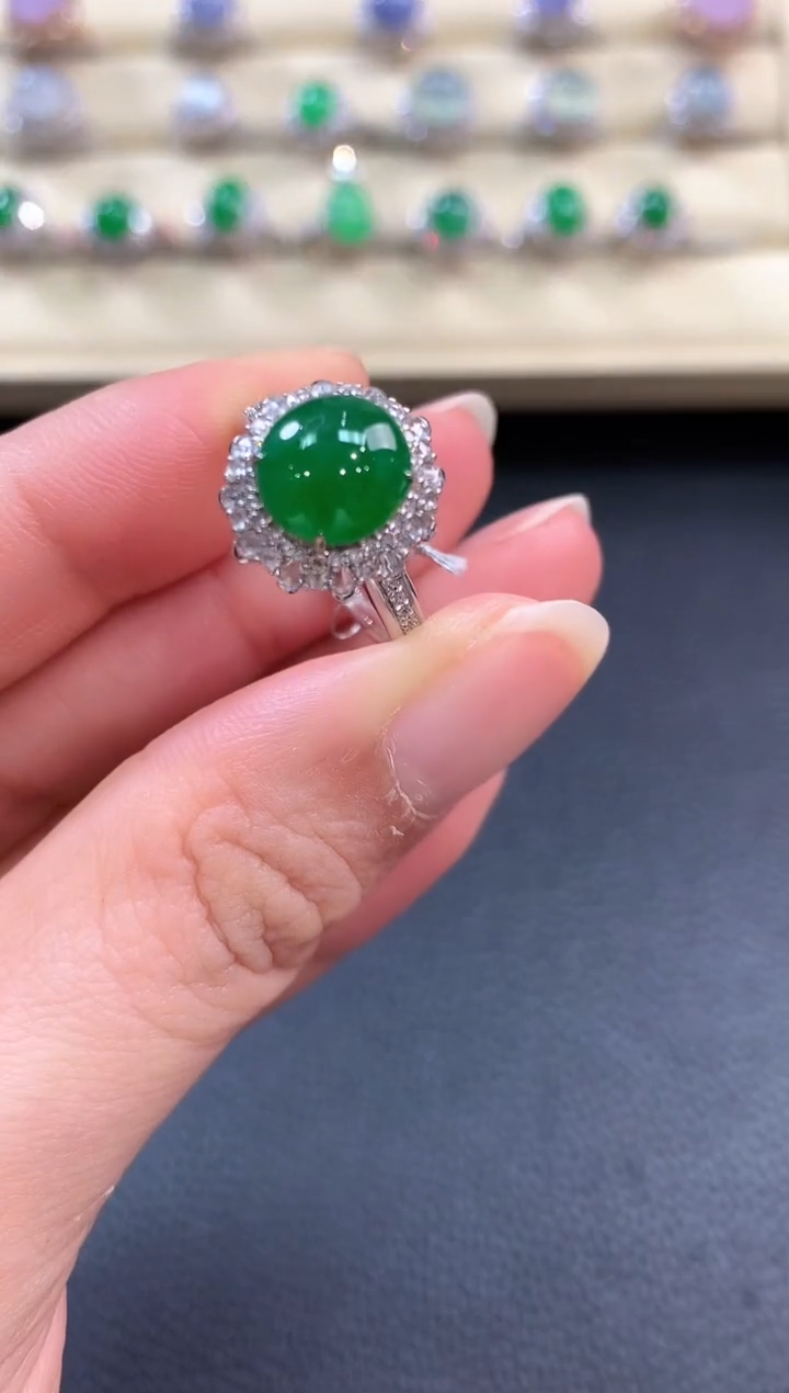 【闪购商品】翡翠戒指18K金镶嵌b125       