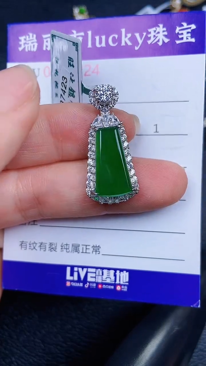 颈饰银S925镶嵌翡翠0024