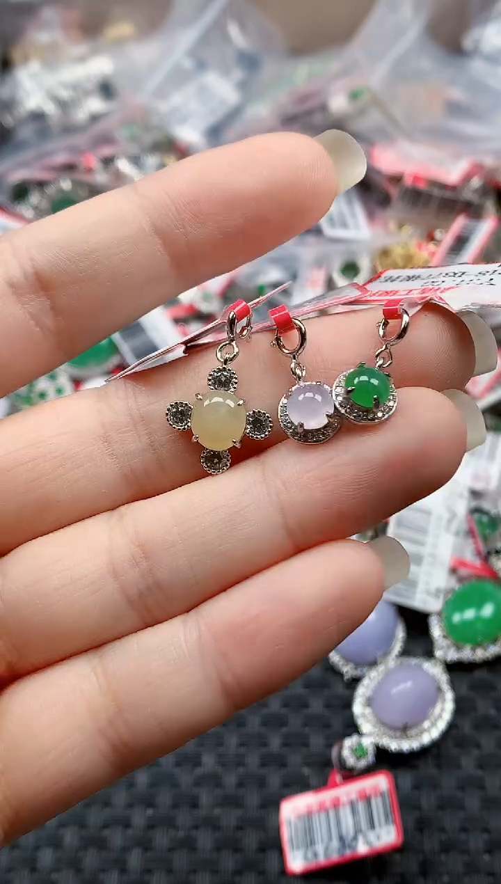 银S925镶嵌戒指翡翠天然A货缅甸翡翠