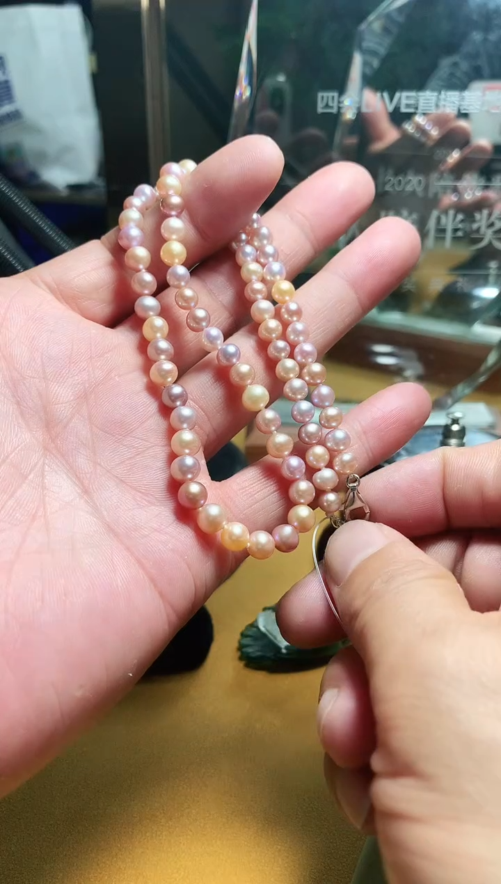 【闪购商品】淡水珍珠项链银S925镶嵌珍珠项链