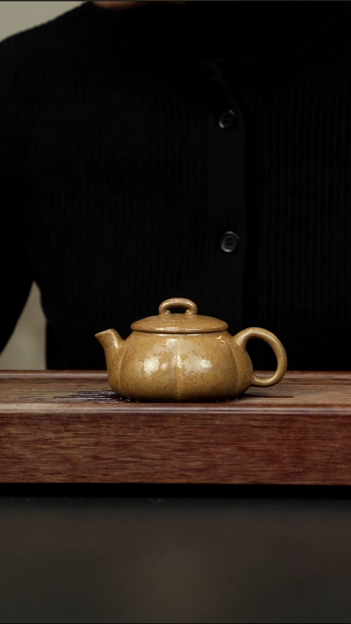 茶壶紫砂黄金段柴烧 筋纹南瓜