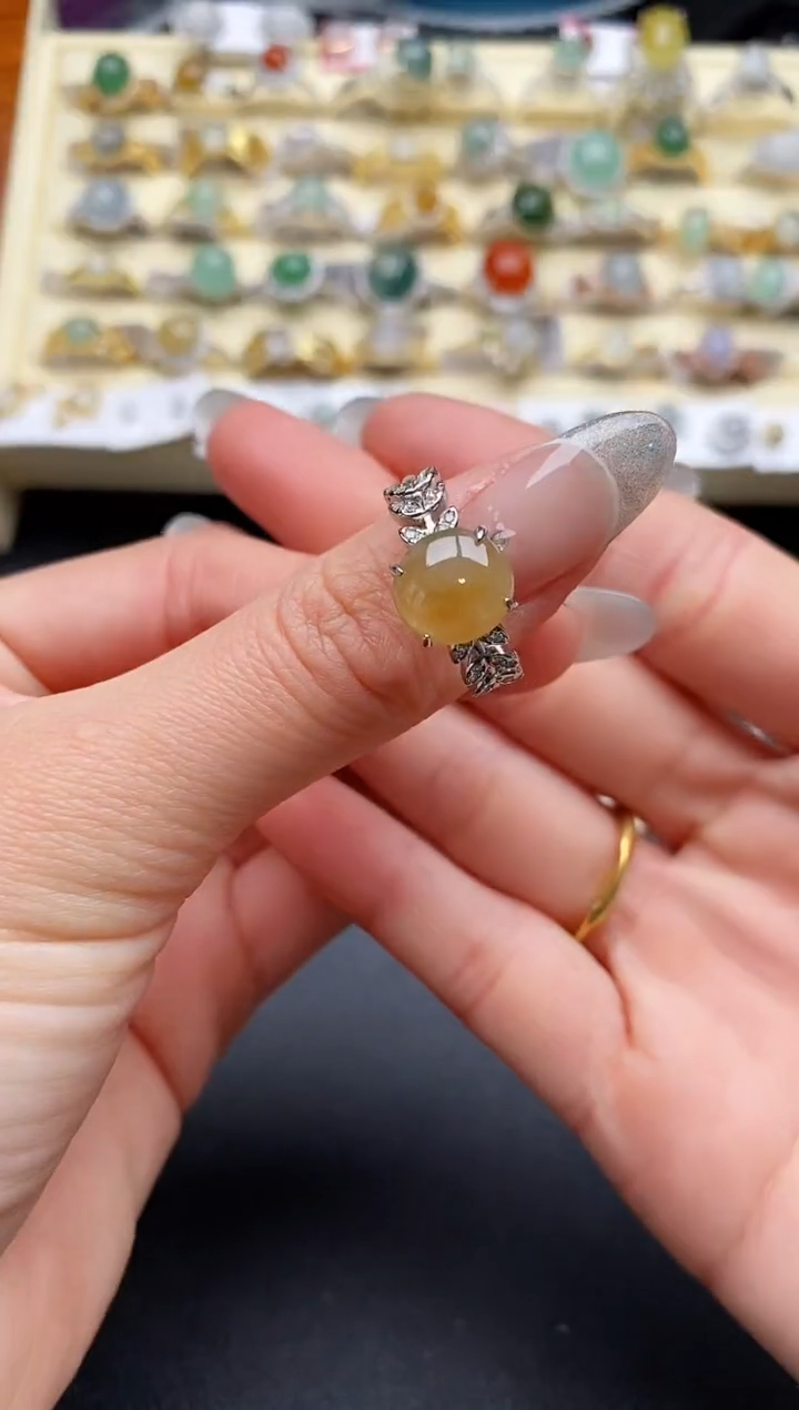 【闪购商品】翡翠戒指银S925镶嵌3333333+3