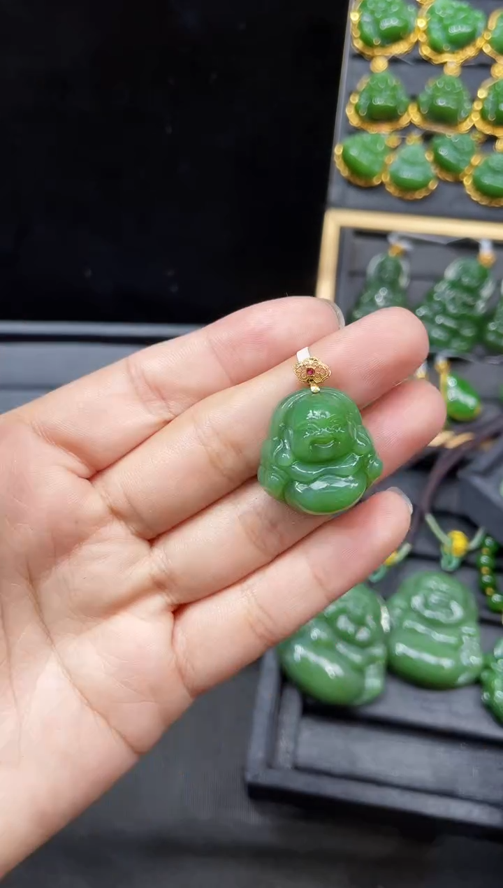 【闪购商品】和田玉18K金镶嵌吊坠27MM 多样性发一