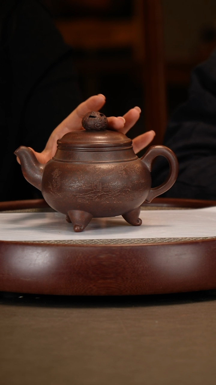 【闪购商品】紫砂茶壶【陈小听】红砂紫泥三足鼎立  450CC