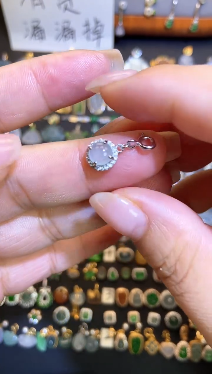 翡翠银S925镶嵌吊坠(不含链)1