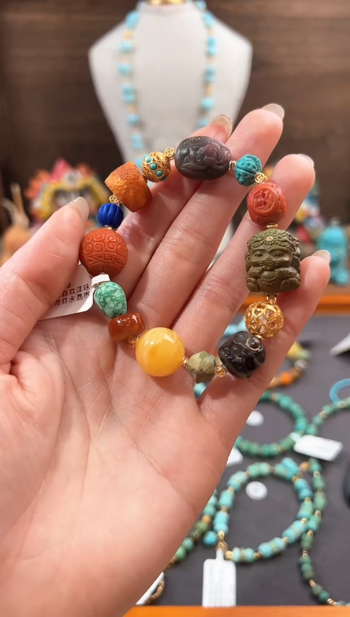 【闪购商品】绿松石手链18K金镶嵌绿松石手链