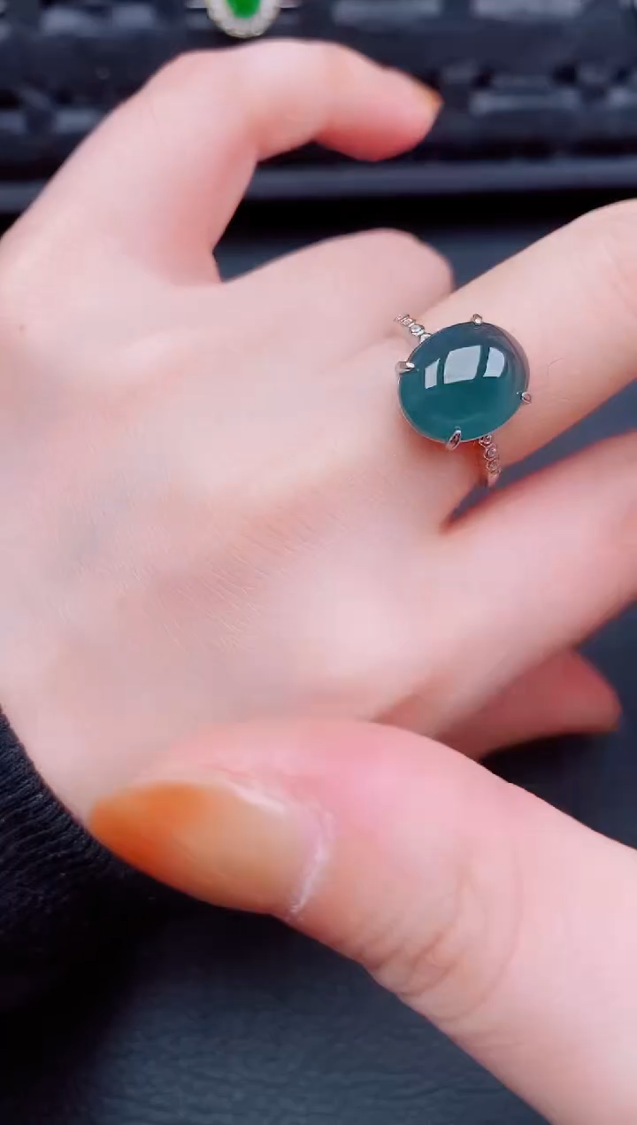【闪购商品】翡翠戒指银S925镶嵌天然a货翡翠245