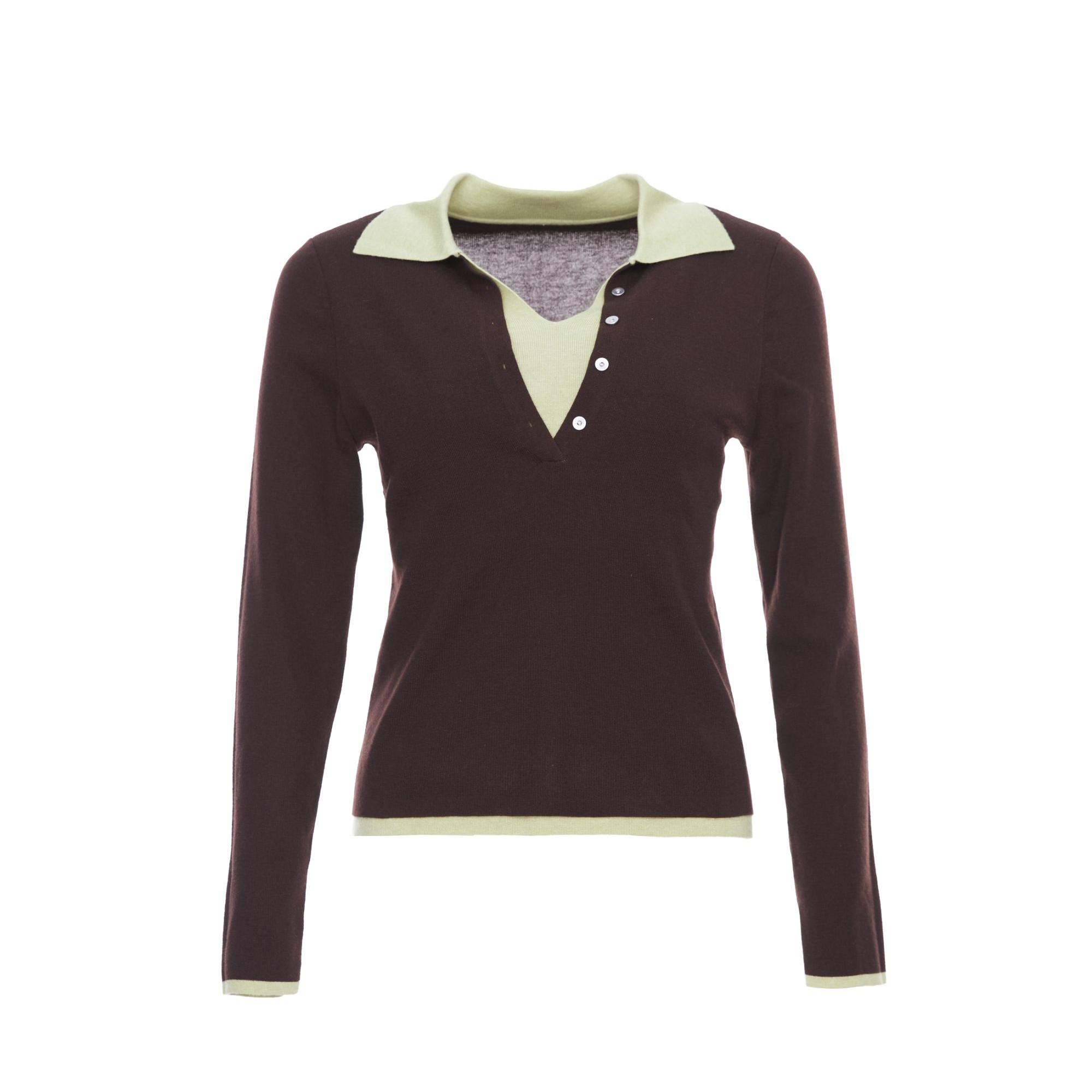 26早春美拉德风V领休闲风长袖T恤撞色翻领假两件秋季9112662557