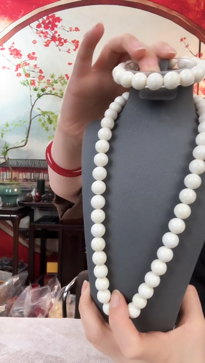 喆聖推荐12号脑花白项链手串套装