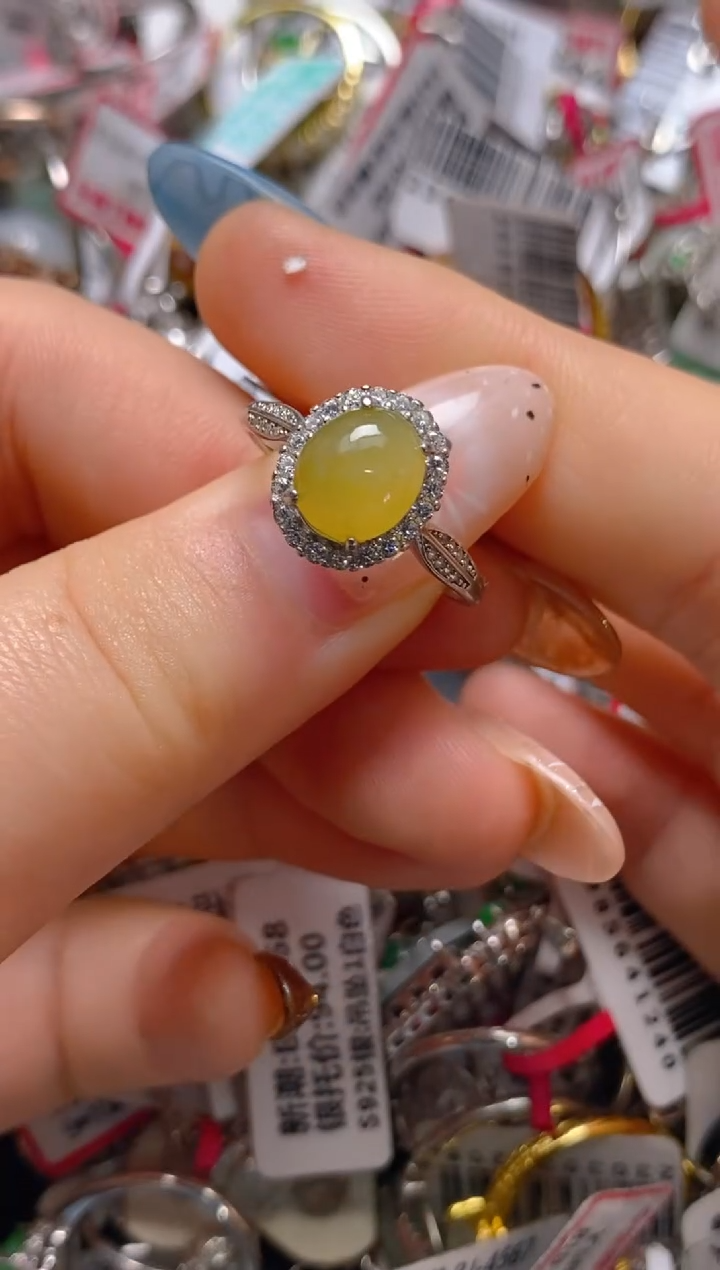 银S925镶嵌戒指翡翠百内无证书