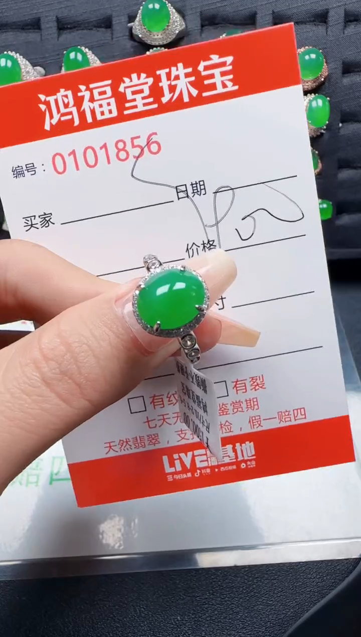 【闪购商品】翡翠戒指银S925镶嵌1856