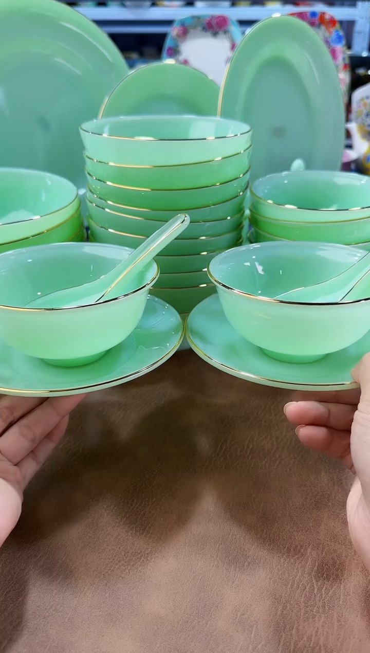  玉瓷碟碗勺三件套2套