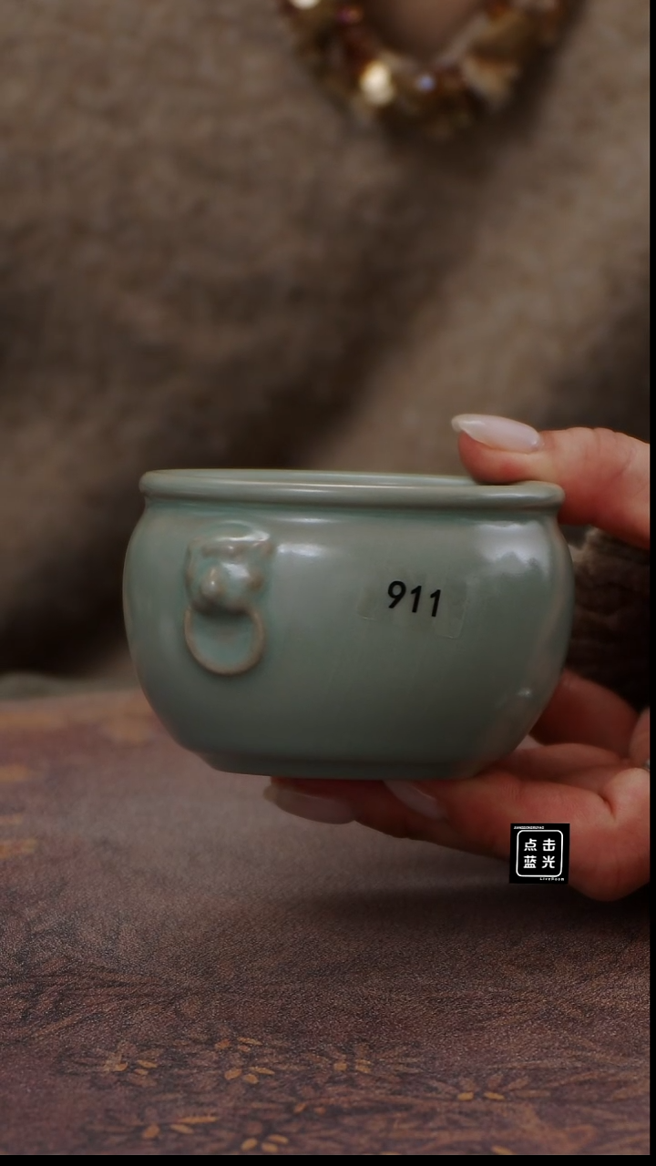 瓷片911虎头缸杯130cc匠工款君绿釉