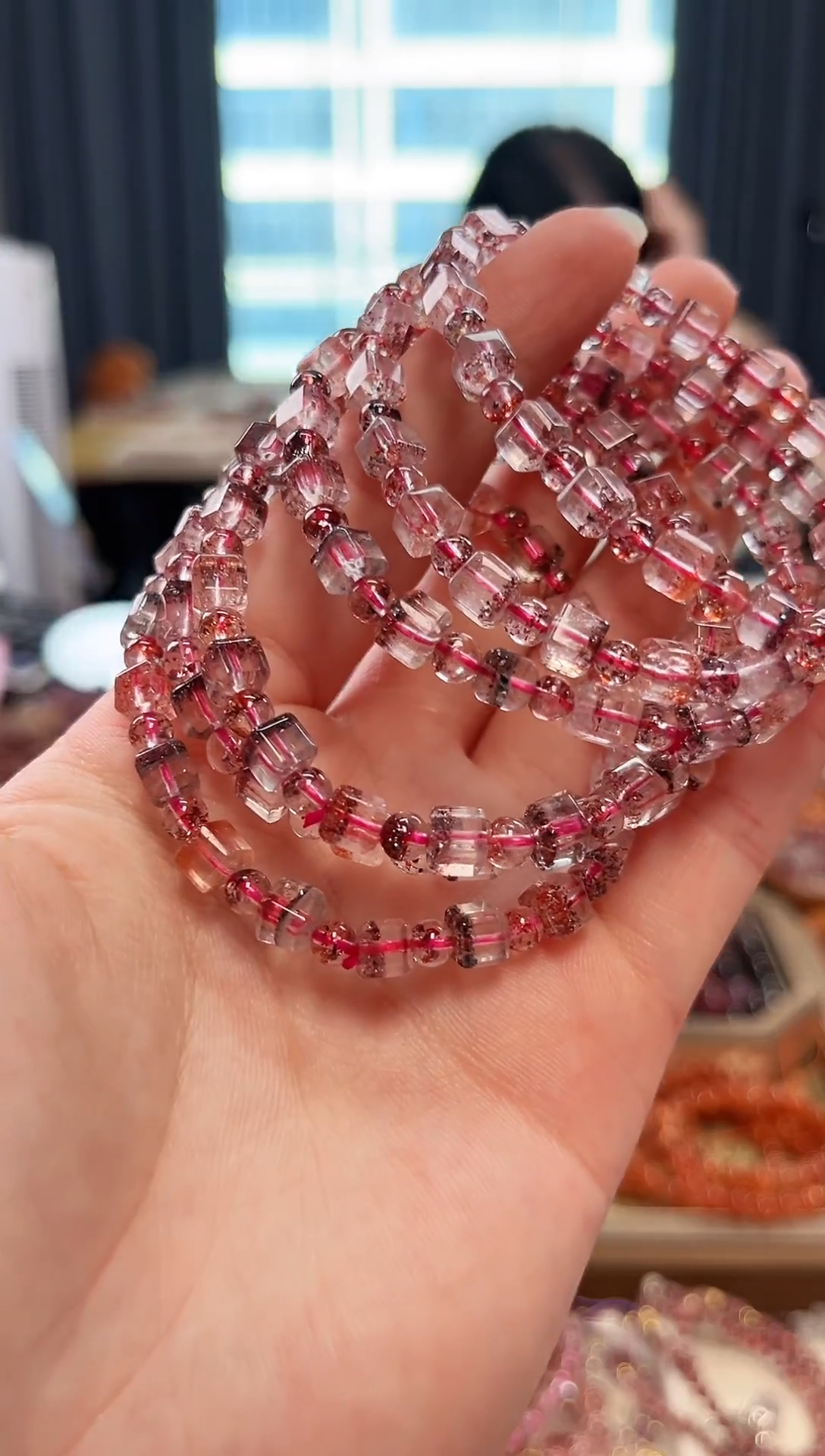 未镶嵌手串水晶金草莓超七方糖单圈手串5mm【多样性发一】