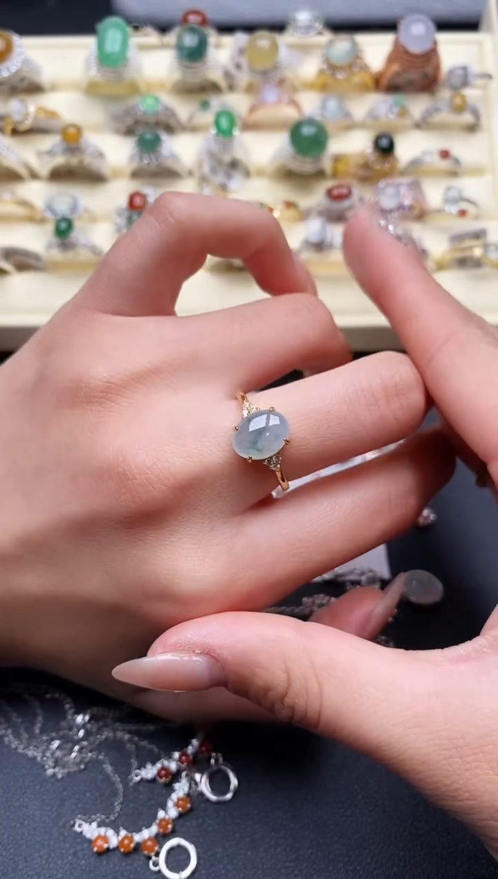 【闪购商品】翡翠戒指银S925镶嵌777777+1