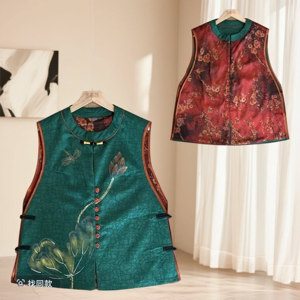 1676腊梅马甲双面可穿妈妈装高贵新款妈妈装洋气时尚气质法式