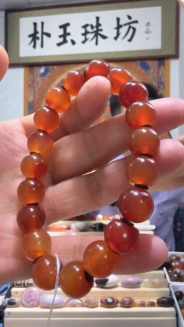 【闪购商品】玛瑙/玉髓手串未镶嵌苹果圆手串12