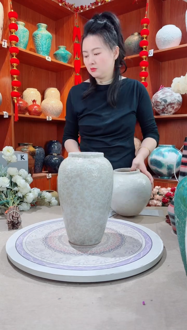 瓶陶瓷花瓶 无花  茶白中号