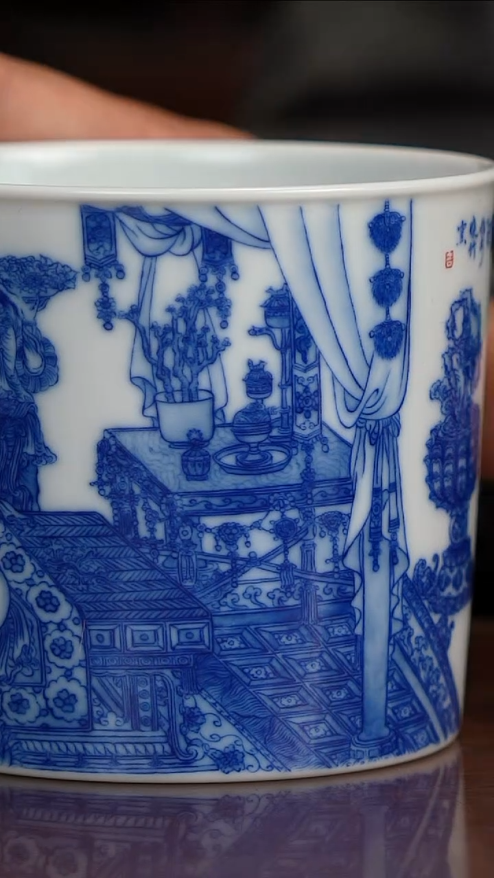 一**秋晓竹窑青花姨母育佛图