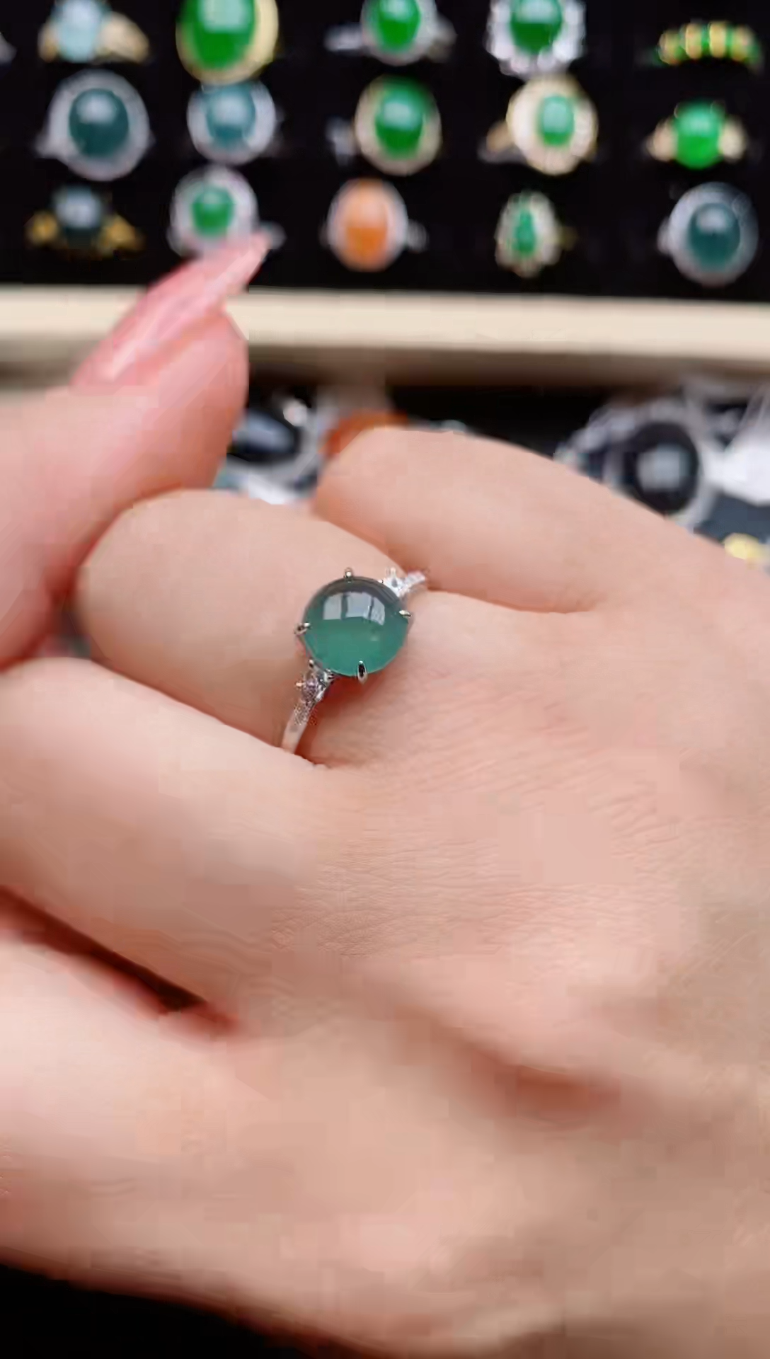 【闪购商品】翡翠戒指银S925镶嵌1321