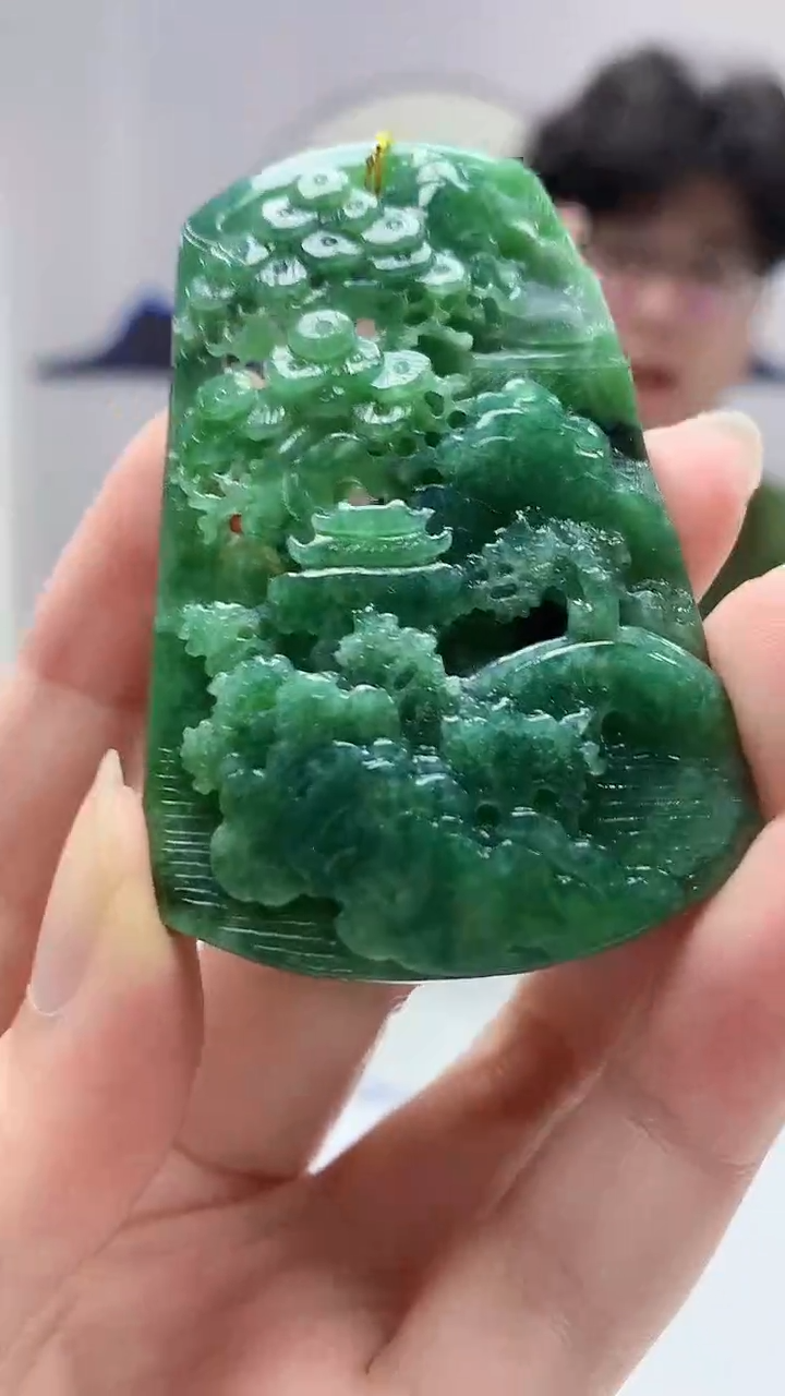 【闪购商品】定制翡翠未镶嵌4688zm-毛货挂件93山水