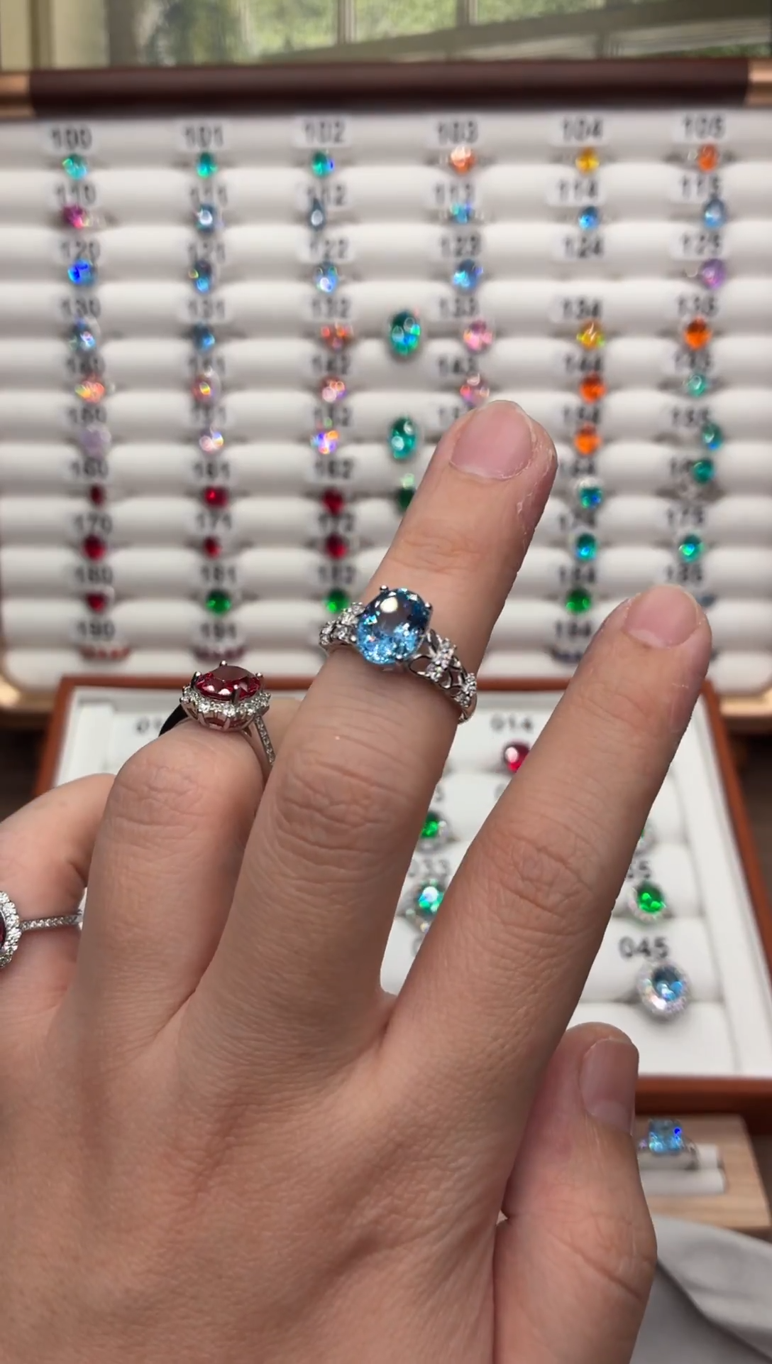 银S925镶嵌戒圈海蓝宝石9914