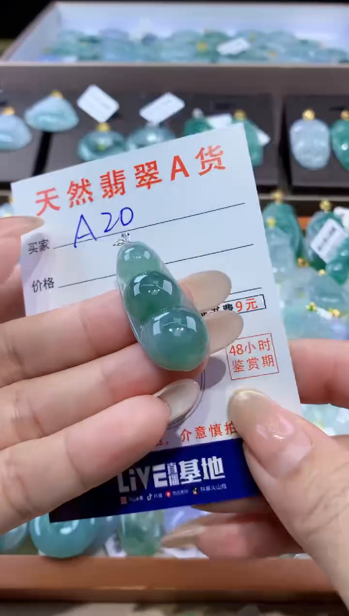 颈饰18K金镶嵌翡翠天然翡翠A货挂件