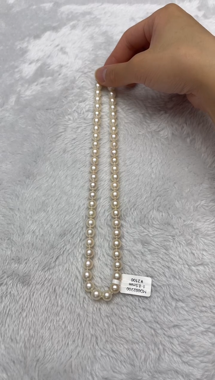 海水珍珠银S925镶嵌项链AK羽皇金8-8.5mm