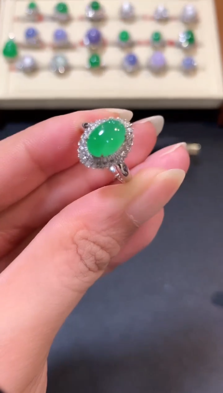 翡翠戒指18K金镶嵌b126  