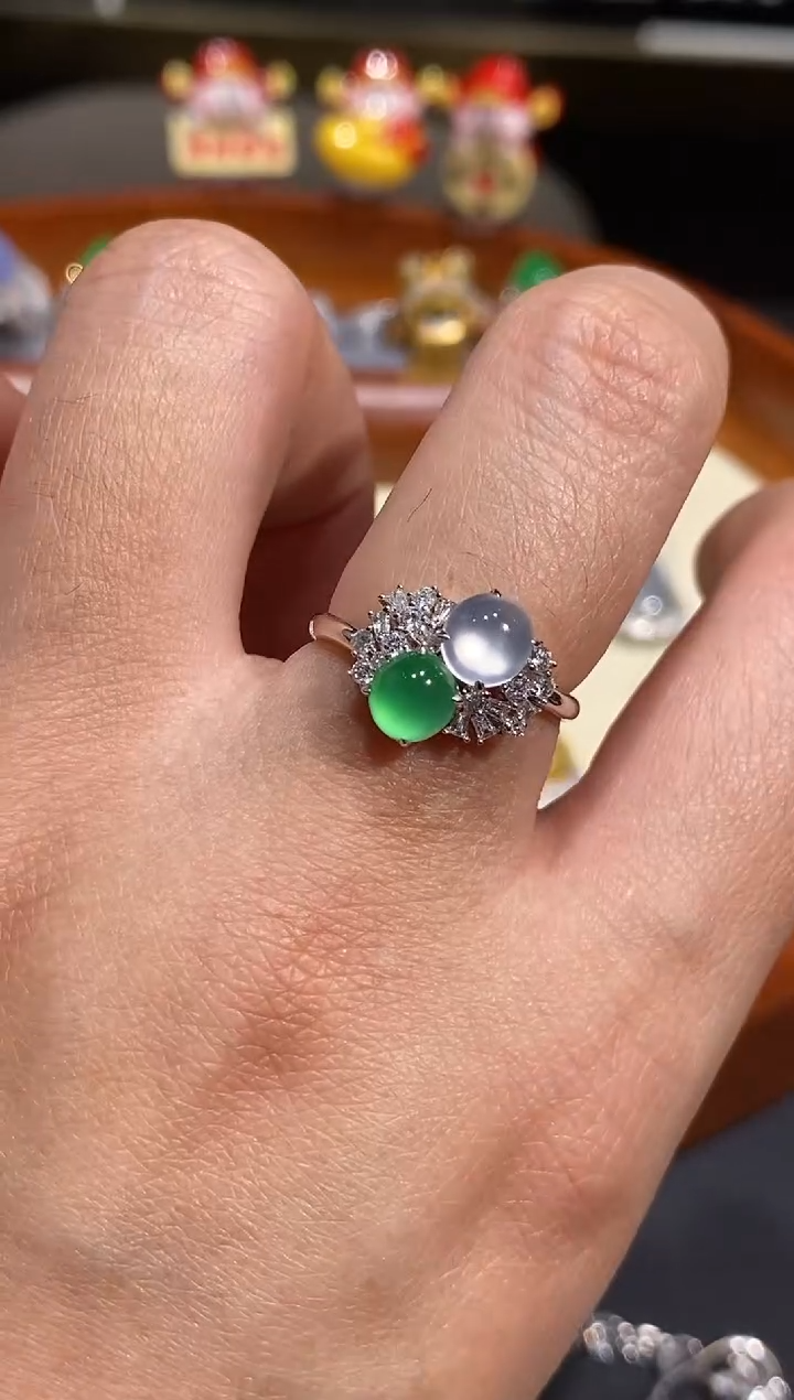 【闪购商品】翡翠戒指18K金镶嵌戒指